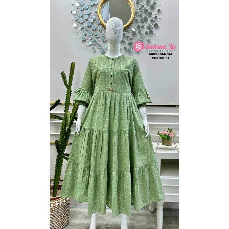 GAMIS MIDI SALVINA YS Katun bordir SABRINA (furing)