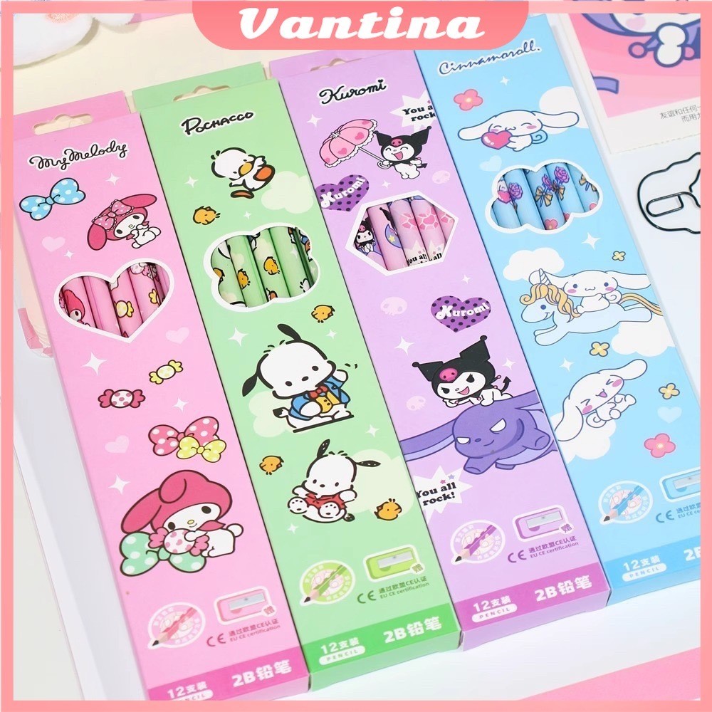 (12 pcs) Pensil 2B HB Karakter  Pencil Kayu 2B HB Fancy Kartun Lucu