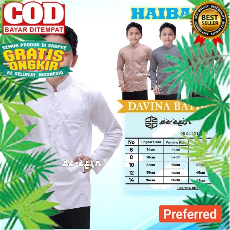 Davina Batik Atasan Muslim Anak Laki Laki Baju Koko Anak Laki Laki Lengan Panjang Baju Koko Anak Usi