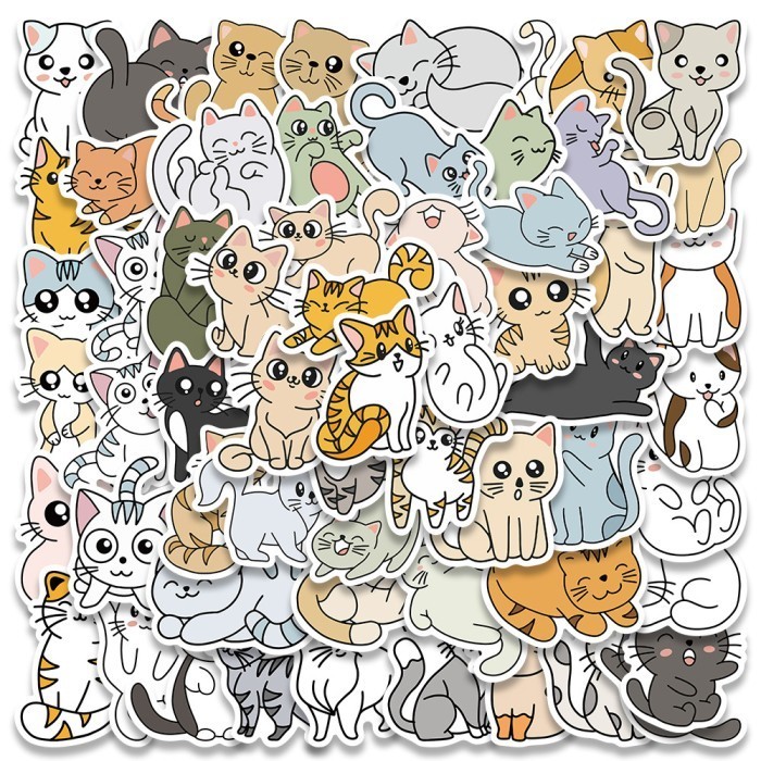 

Anggit 50/60pcs sticker meme kucing cat lucu stiker stickers (G)(H) - G=60pcs