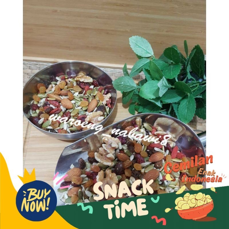 

Special Diskon Trail Mix /Mix trail (almond, walnut, kwaci matahari & labu, gojibery, cranbery, kismis) 500g