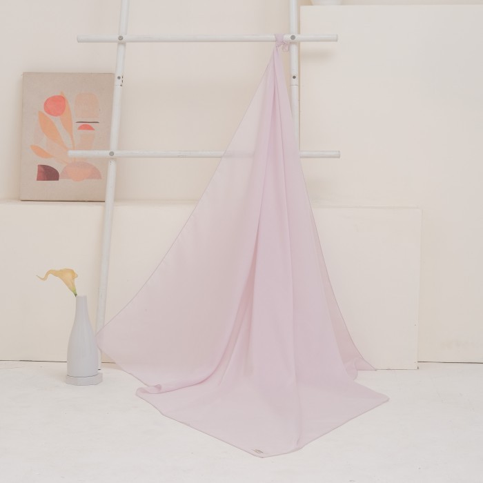 Hijab Jilbab Kerudung Segiempat Syar'i Polos Voal Superfine Tepi Jahit - Baby Pink