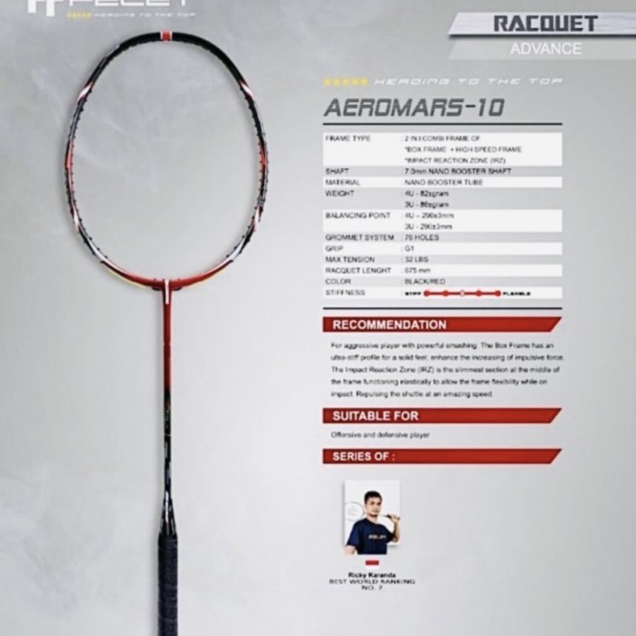 Raket Badminton FELET AEROMARS 10 GALAXY FLARE 10 ORIGINAL - AEROMARS 10, Raket +grip