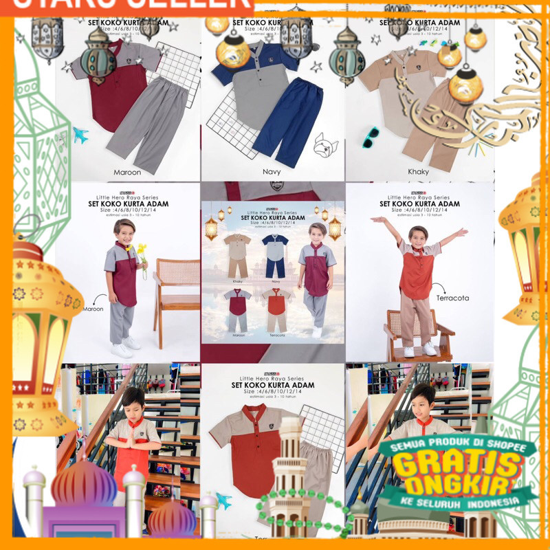 [Baby azka] Setelan koko kurta - Set koko kurta adam/ Pink Dusty Fanta Merah muda