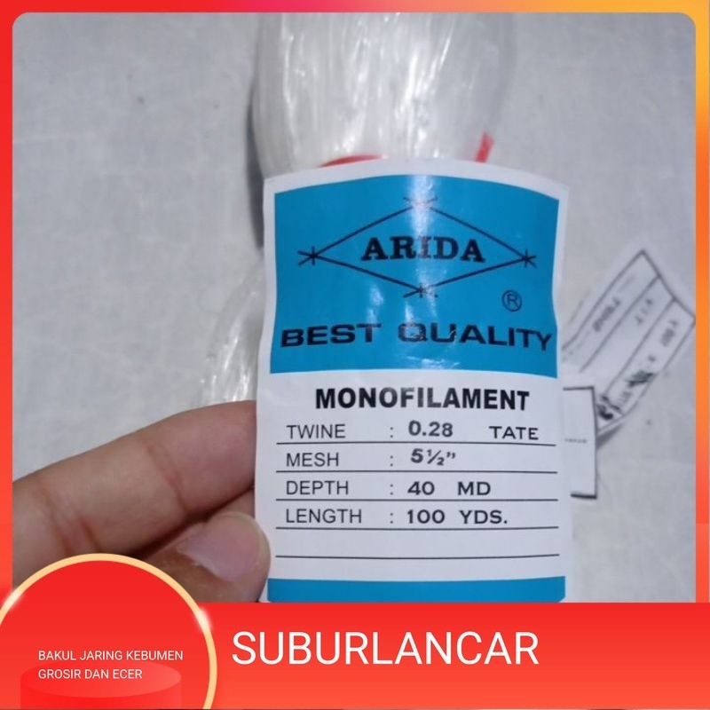 Jaring ikan arida 0.28 5½ inchi 40md/100yds Tate mata malang jaring ikan bawal jaring arida
