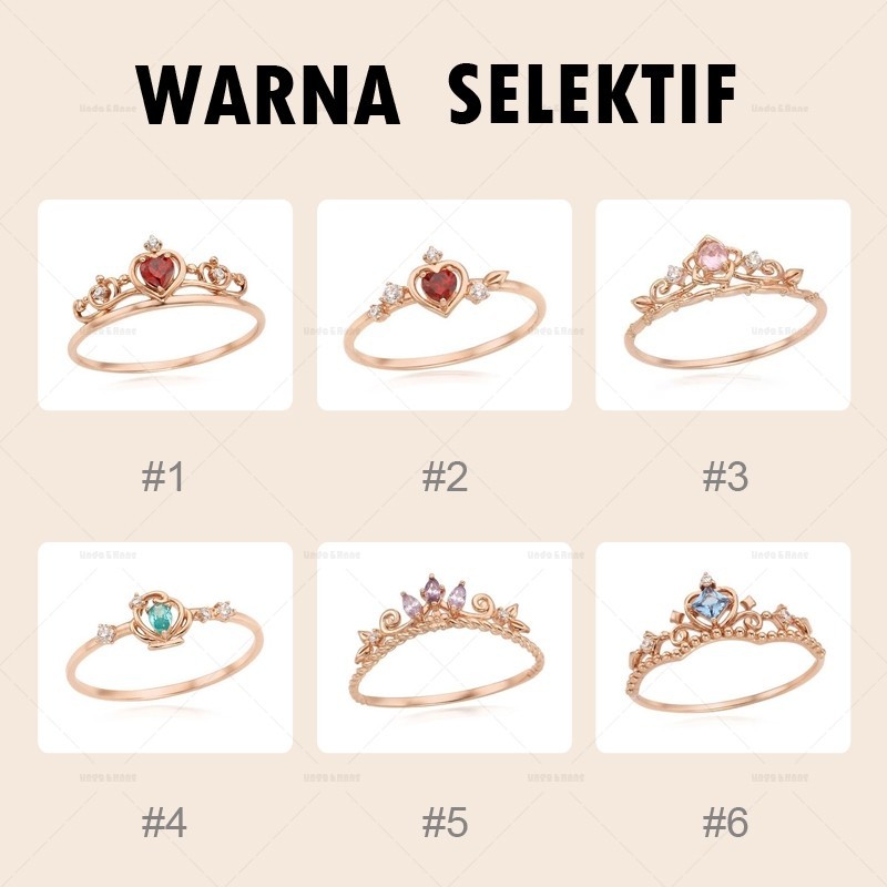 Cincin Dilani Disney Princess Ring Wanita Cincin Batu Permata Mutiara Berlian Kristal Berwarna Adjus