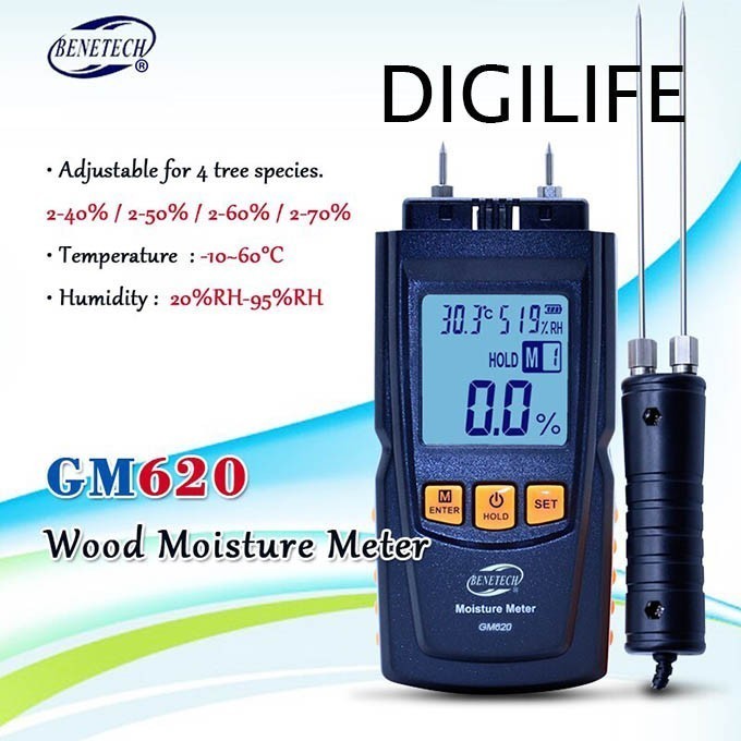 Moisture Meter GM620 Benetech Wood Kayu Paper Kertas MC Tester Timber