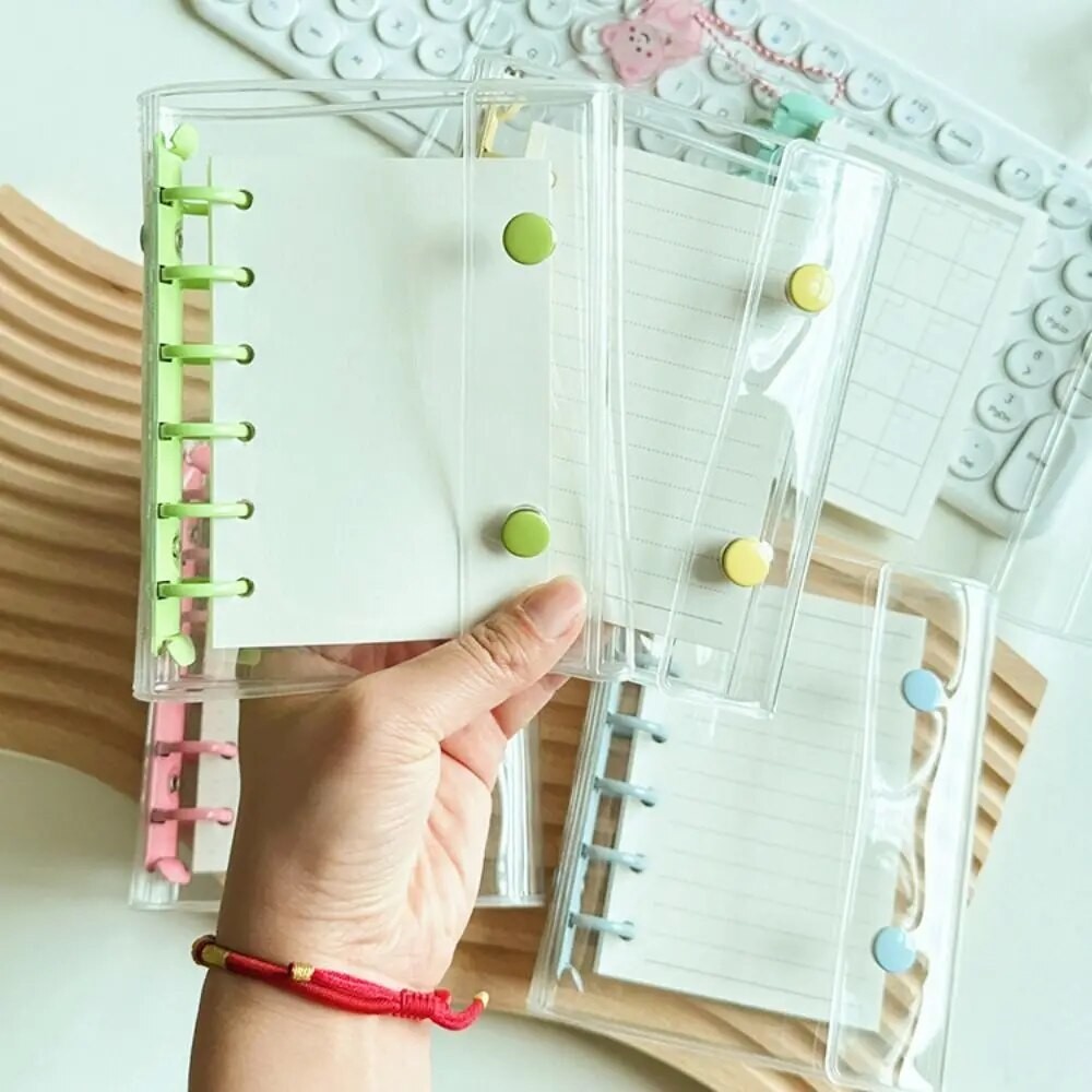 

6 Ring Loose-leaf Notebook High Quality With Inner Pages A7 Diary Book Double Buckle Pocket Notebook Students Gift