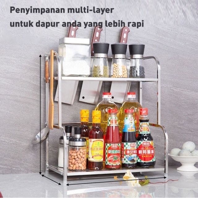 Rak Dapur Stainless 2 susun Rak Bumbu