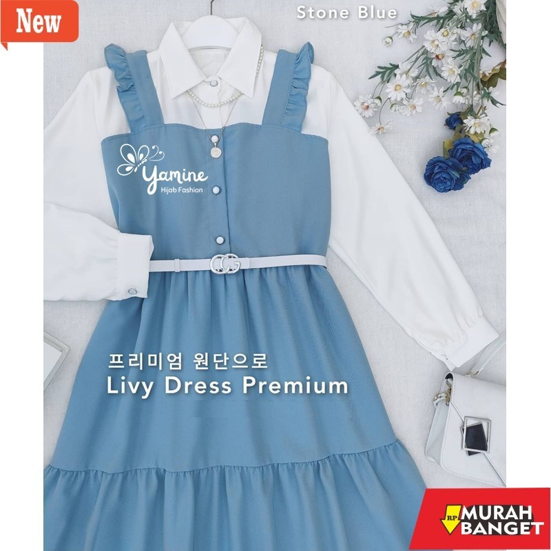 GAMIS WANITA UNTUK LEBARAN- Baju Gamis Gaun Syari Long LIVY DRESS Dres Drees Deres Korea Korean Styl
