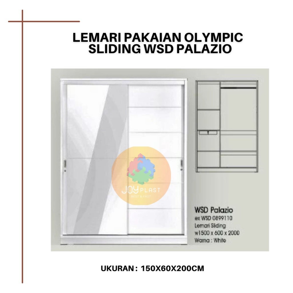 

PROMO SPESIAL Lemari Pakaian Sliding 2 Pintu Olympic - WSD Palazio - Lemari Cermin