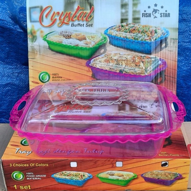 CRYSTAL BUFFET SET KUR DAN SAYUR PRASMANAN BAHAN AKLIRIK TEBAL
