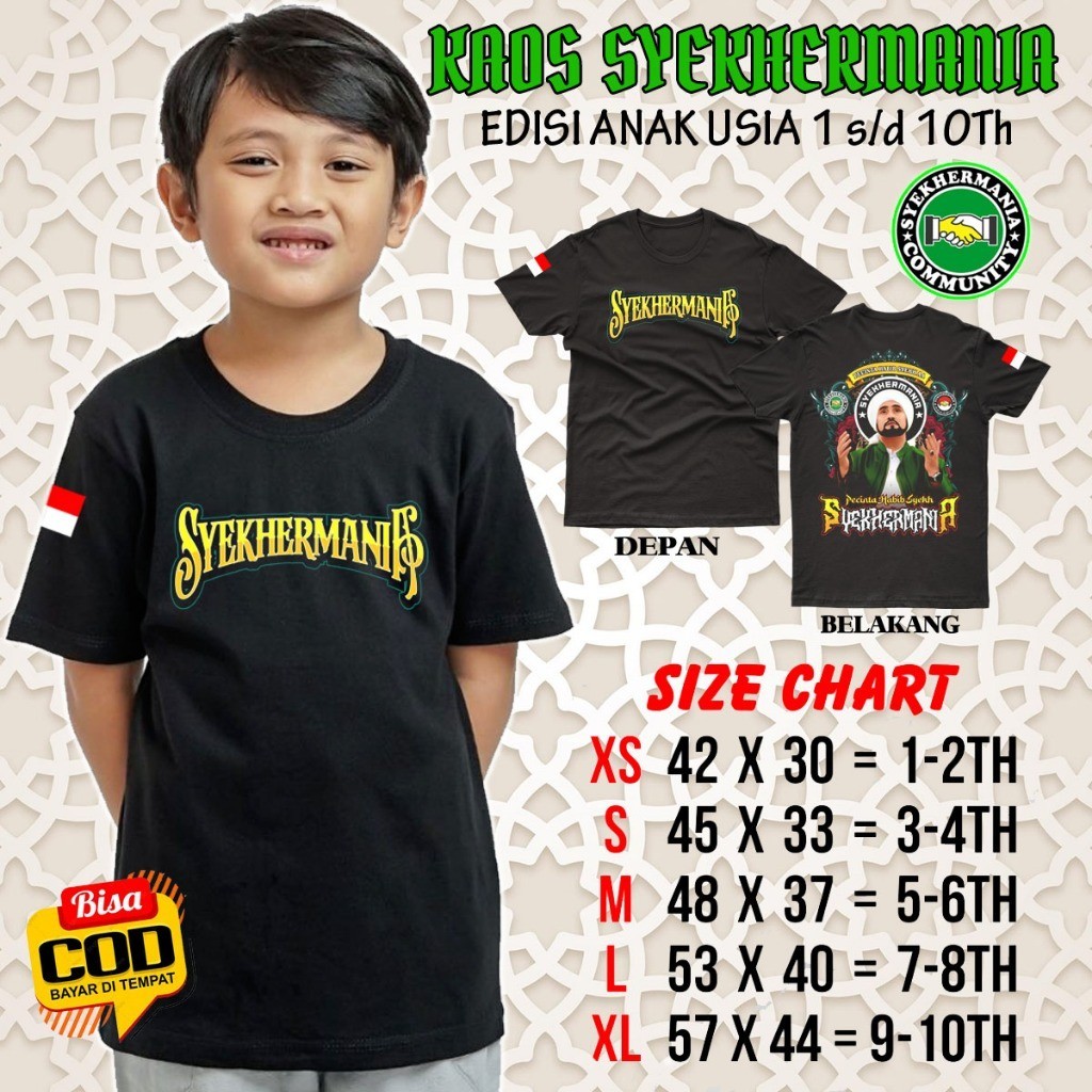 KAOS SYEKHERMANIA ANAK TERBARU | Baju syekhermania santri keren kaos sholawat | kaos syekhermania pe