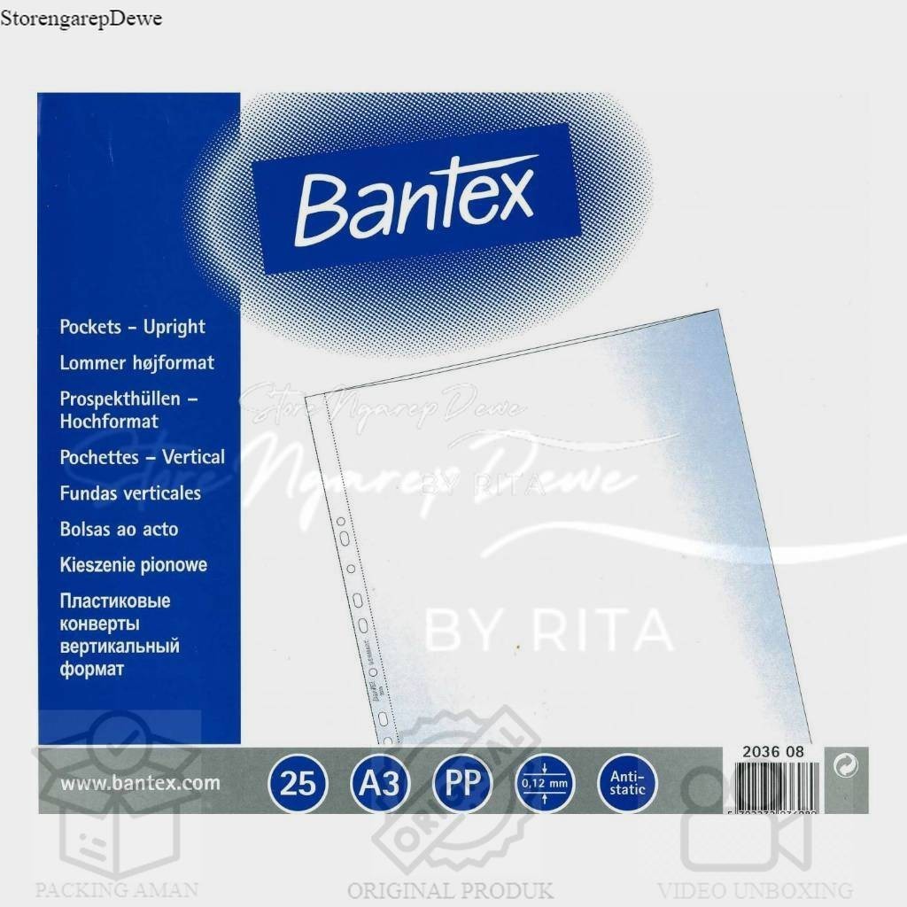 ECER SHEET PROTECTOR / POCKET A3 0.12MM LANDSCAPE PORTRAIT BANTEX barang original seperti gambar
