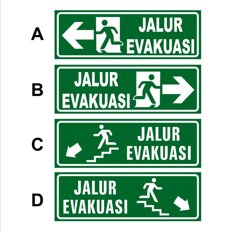 

sign stiker jalur evakuasi / sticker Arah keluar rambu peringatan k3 UK 10X30 CM