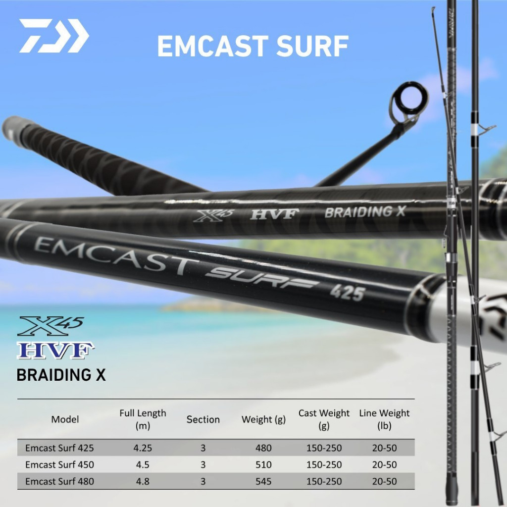 Daiwa Emcast Surf Rod 425 450 480 Joran Pasiran Pantai Rock Fishing