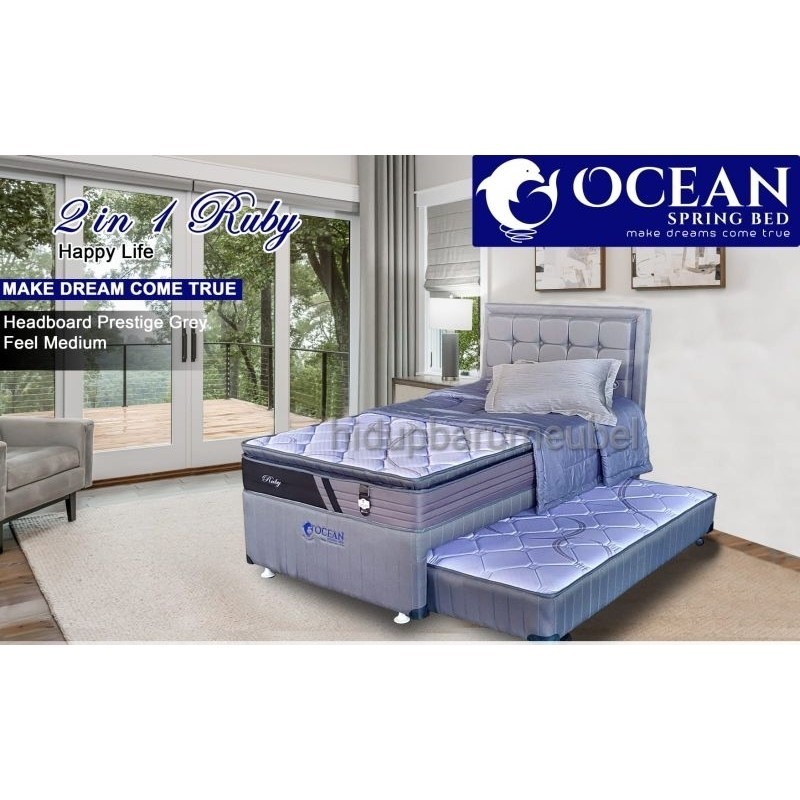 Bed sorong Ocean / ranjang dorong 2 in one RUBY Jade / springbed 3 in 1 spring bed Garansi / kasur r