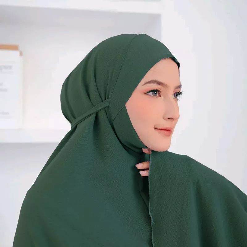 Khimar dagu malay soft ped tali  xxl/ Hijab Instan Jilbab Bergo Dagu Crinkle Airflow Jumbo