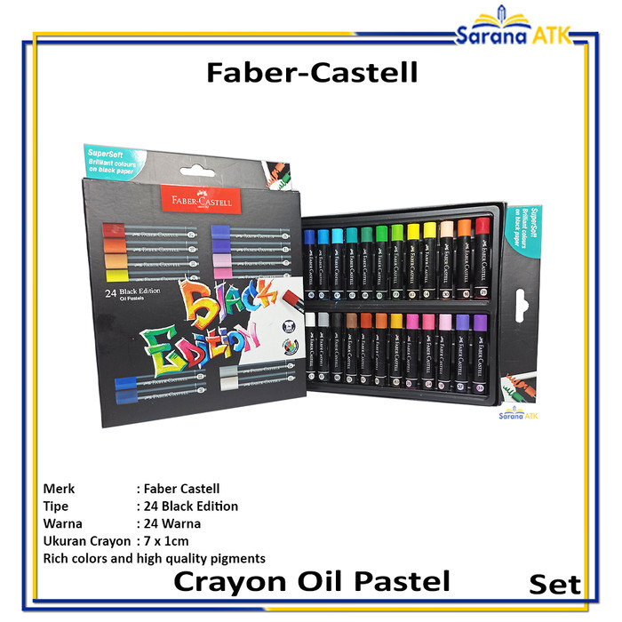

Faber Castell - Crayon Minyak Oil Pastel Black Edition 24 Warna - Set