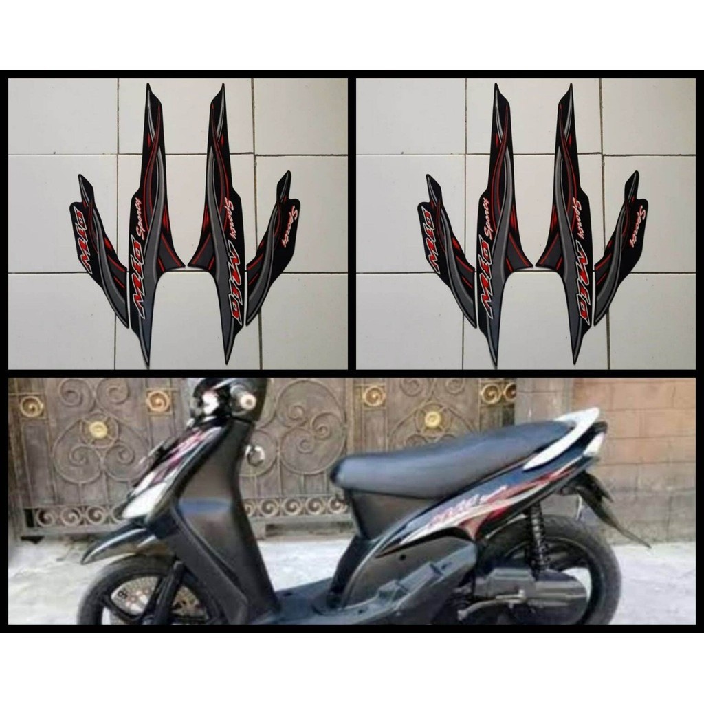 Stiker Striping Lis Les Bodi Motor Yamaha Mio Sporty 2005 2006 Selendang / Salur Hitam