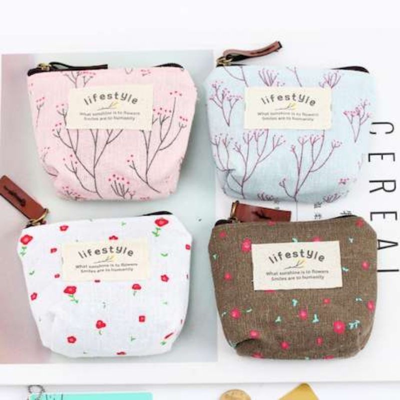 [FP] Dompet kain wanita Mini Koin Motif Kartun dompet kunci dompet uang receh Import
