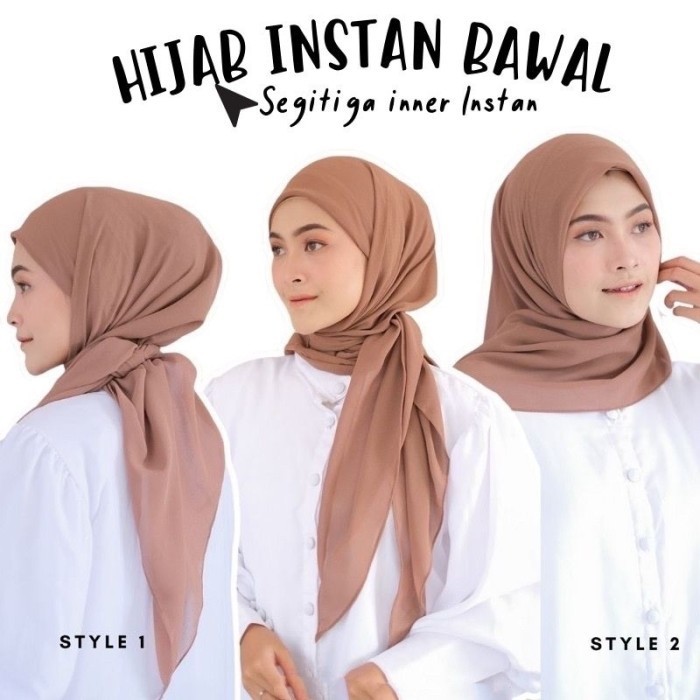 Hijab Segitiga Inner Instan Bawal Ceruty Babydoll Jilbab Segiempat - Black