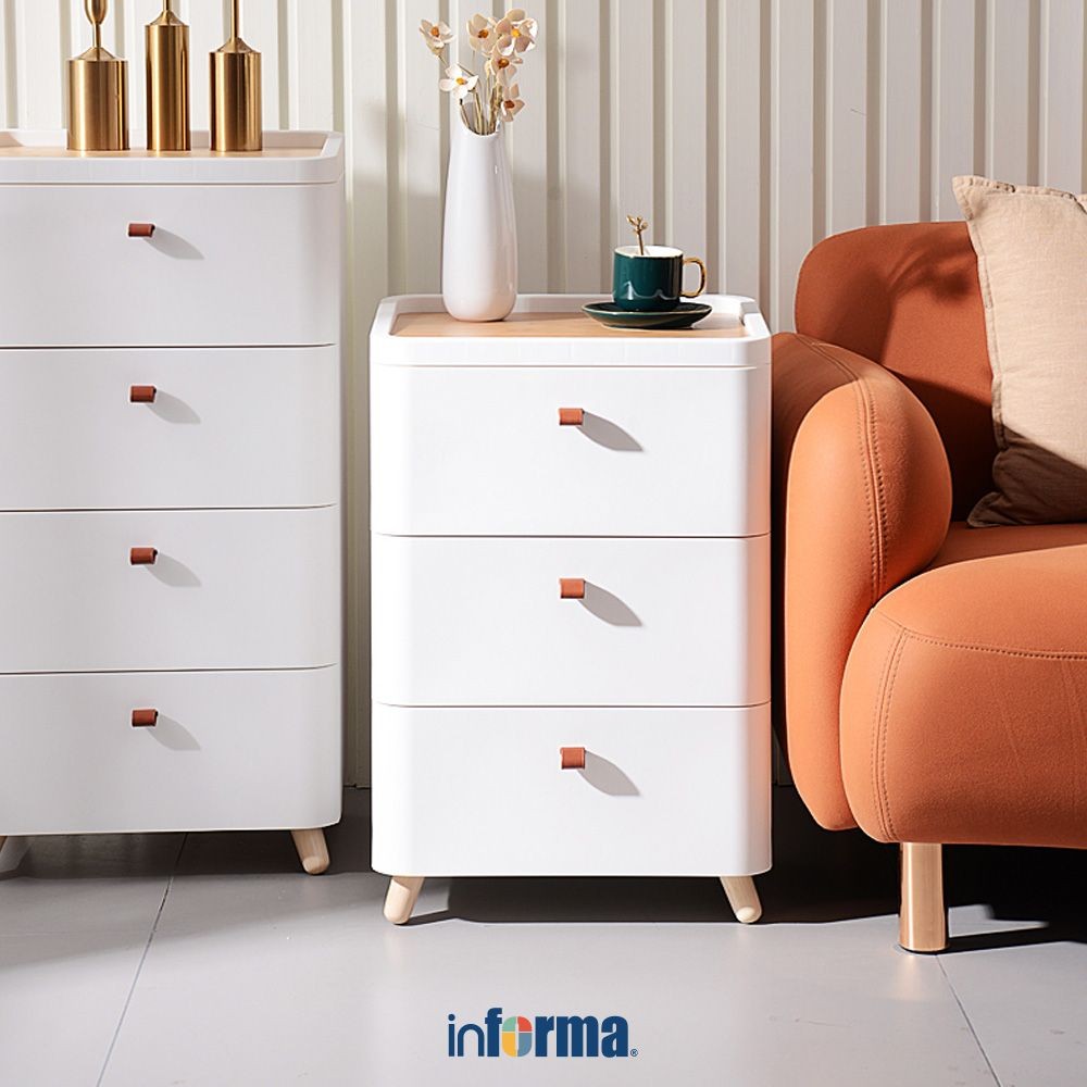 Informa Mizuki Laci Penyimpanan 4 Tingkat - Putih Laci Kabinet Serbaguna Cabinet Penyimpanan Indoor 