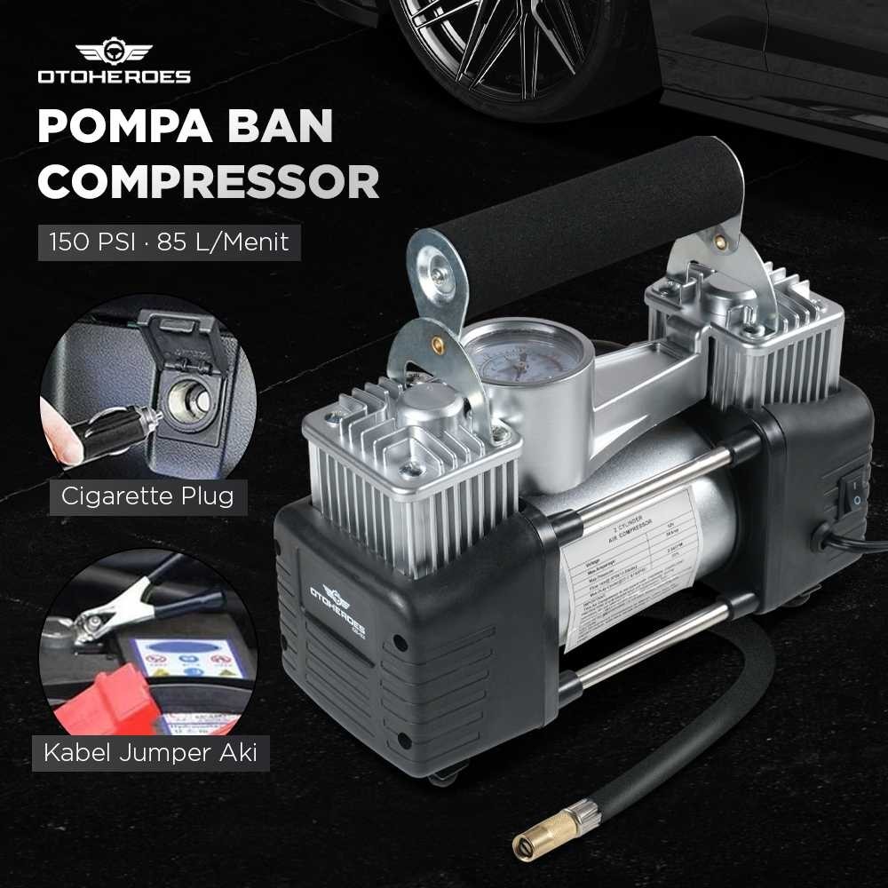 Hanastore4 - OTOHEROES Pompa Ban Compressor Double Cylinder 12V 150 PSI - 628-4X4