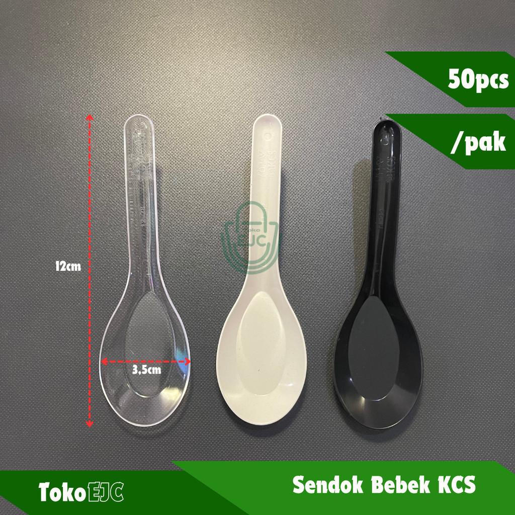[EJC] 50PCS Sendok Bebek Plastik Besar KCS Hitam Putih Bening / Sendok Makan Bebek / Sendok Bubur