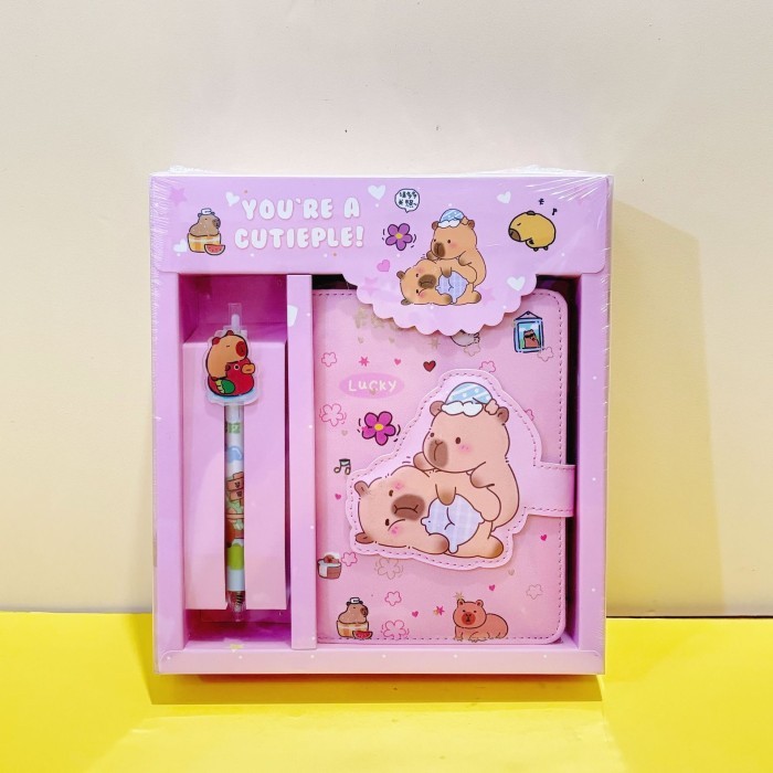 

Buku Diary NoteBook Buku Tulis Labubu Capibara Lucu - Capibara Pink
