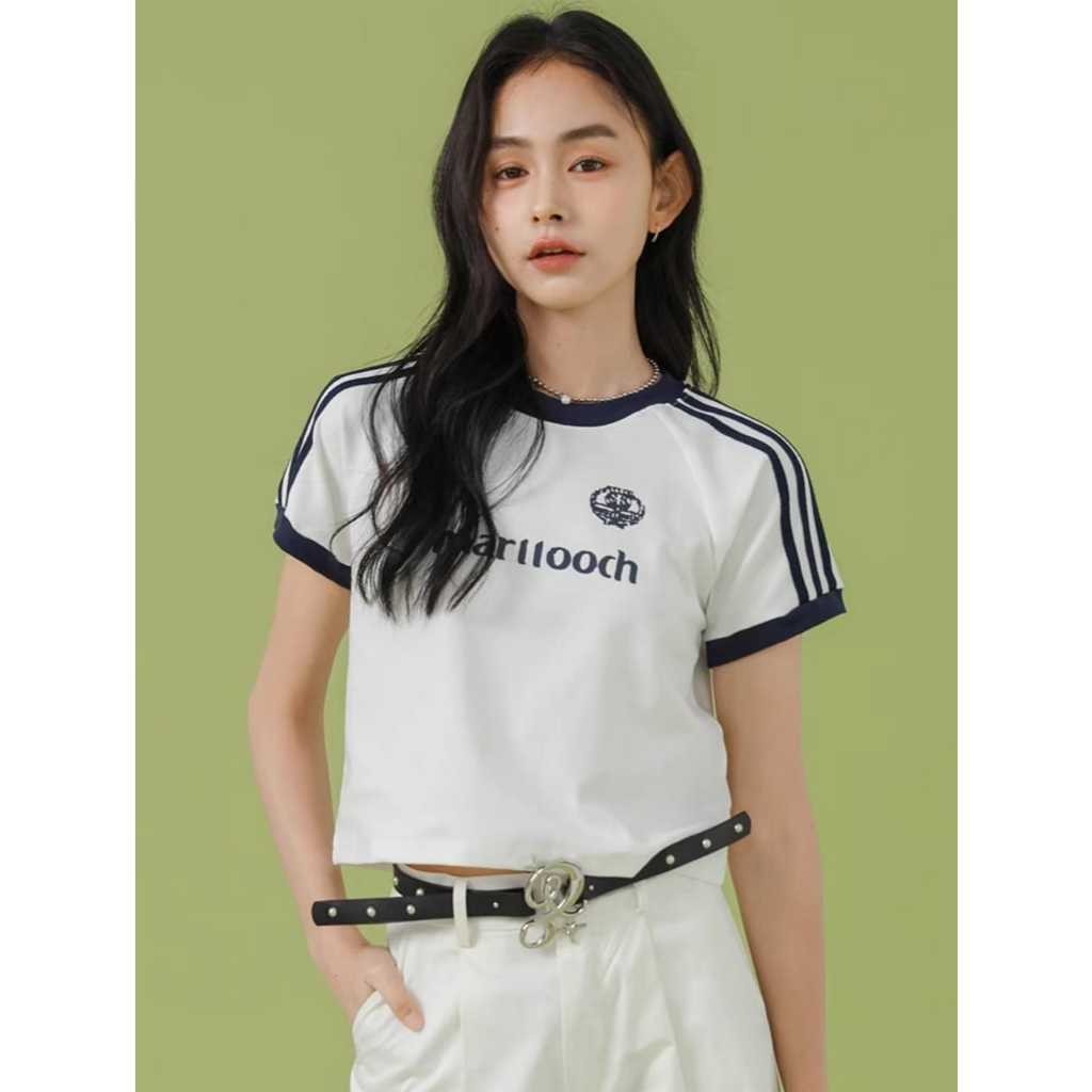 Baju Kaos Wanita Marllooch Crop top Garis Garis Baju Kaos Wanita Kekinian