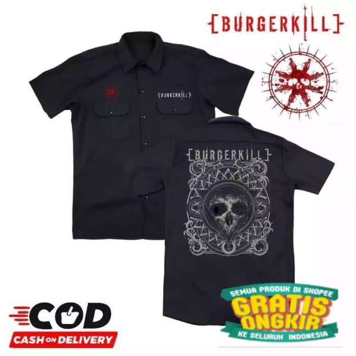 TPK/kemeja WORKSHIT pendek BAND BURGERKILL terbaru orginal distro - kemeja  WORKSHIRT lengan pendek 