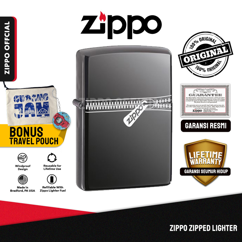 Zippo Zipped Lighter 21088 | Garansi Lifetime | Original USA