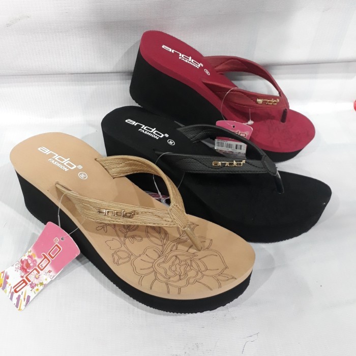 sandal wanita trend sekarang sandal jepit spons tinggi Ando wanita senorita original