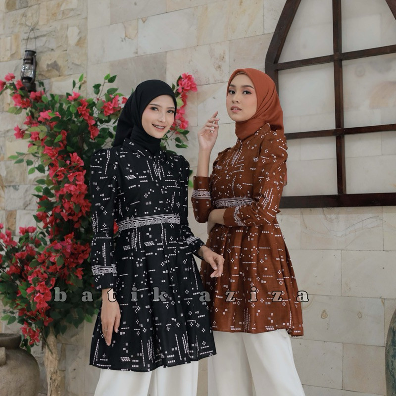 Baju Cewek Atasan Wanita Keren Unik / Tunik Batik Modern Wanita Atasan Batik Wanita Tunik Rinjani by