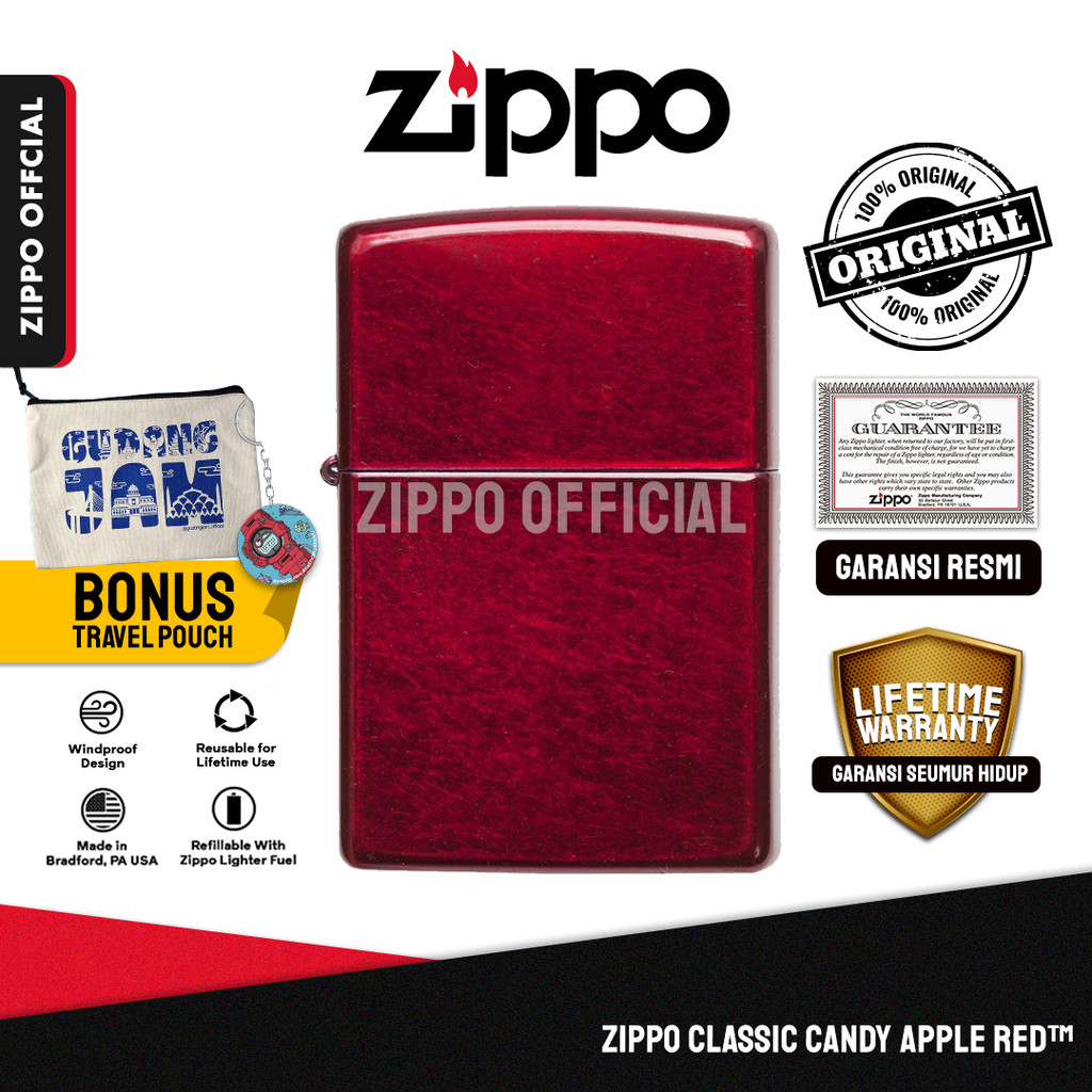 Zippo Classic Candy Apple Red™ 21063 | Garansi Lifetime | Original USA