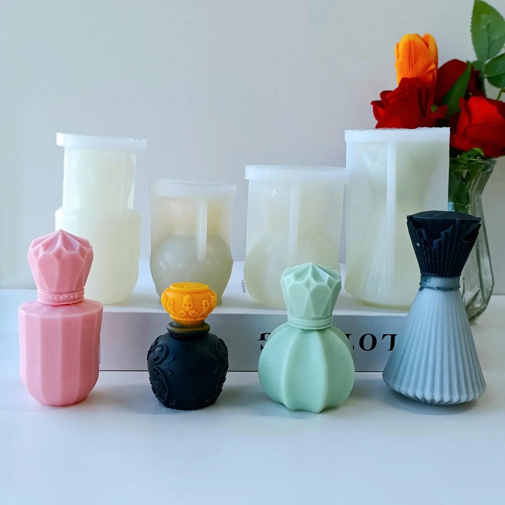 

Retro Perfume Bottle Silicone Mold DIY Candle Plaster Ornaments Mould Handmade Soap Candle Making Home Decoration