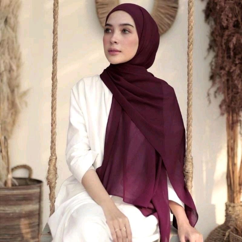 [ Cod ] Pashmina Ceruty Babydoll Burgundy