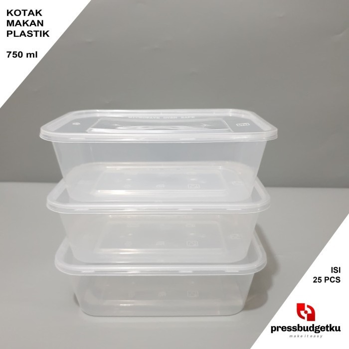 kotak makan / tempat makanan / wadah plastik 750 ml +tutup