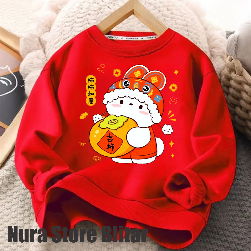 Sweater Imlek Full Family Unisex Cewek Cowok Wanita Pria Promo Gratis Ongkir Kualitas Distro Merah I