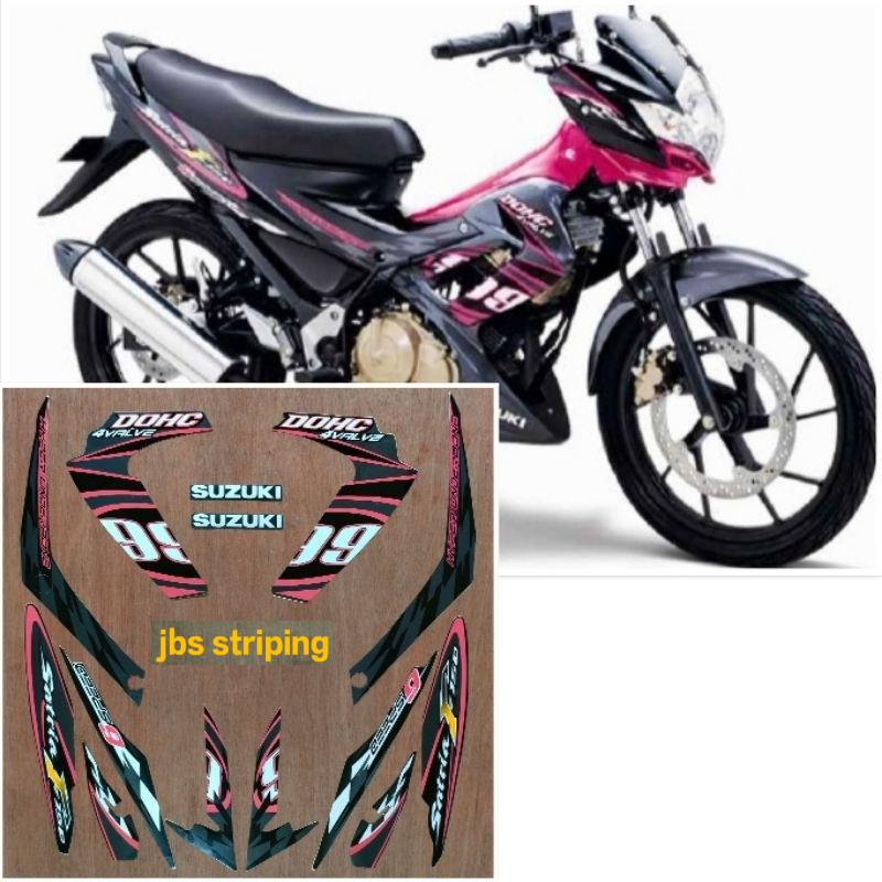 Stiker satria f fu Striping  Suzuki Satria fu f 150 99 pink hitam tahun 2012