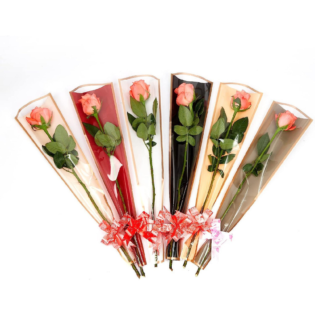 

(HASANS FLORIST)[50 Lembar] Kertas Pembungkus Buket Satu Bunga Mawar / Cellophane Tangkai Mawar