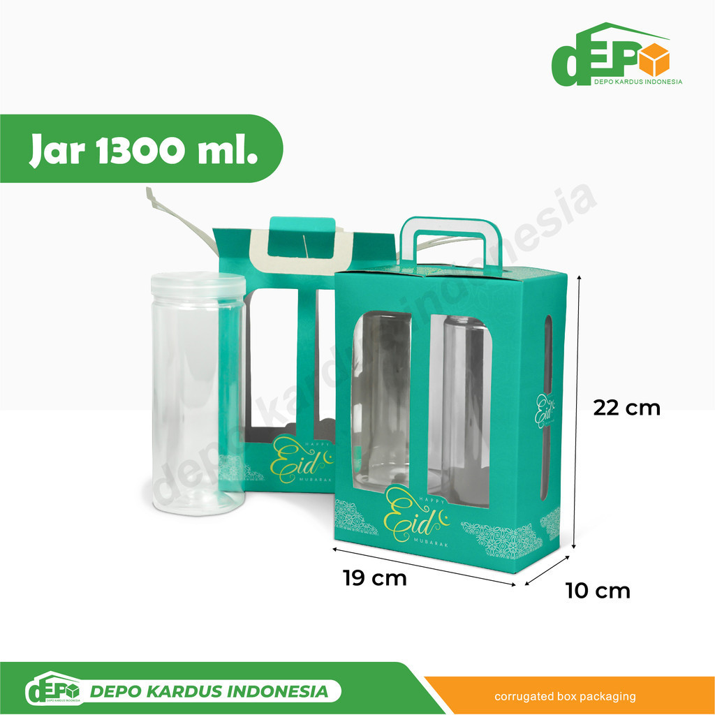 

Box Jar Premium 1300 ml Isi 2 Toples Bulat (19x10x22)
