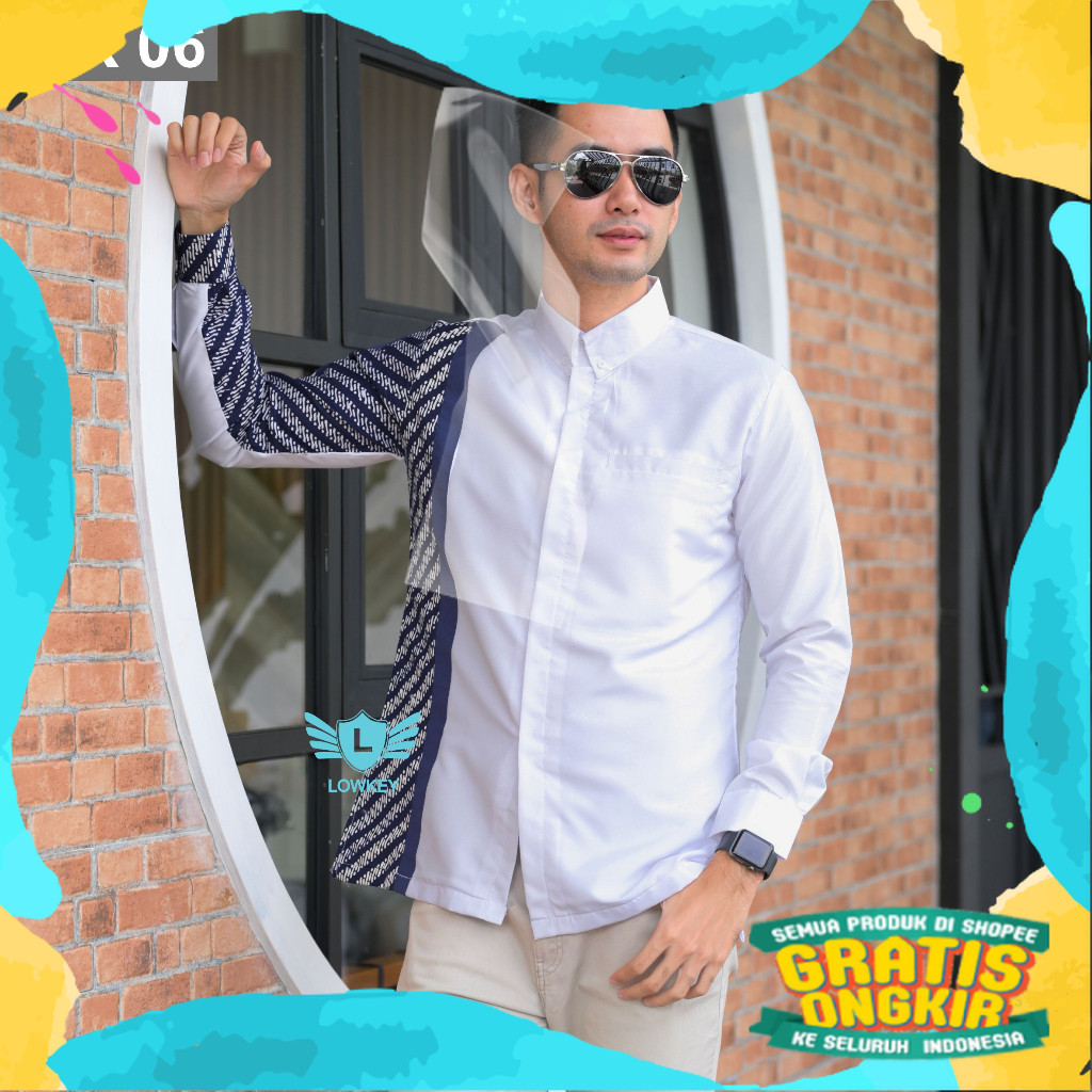 Kemeja Lengan Panjang Kombinasi Batik Lowkey BK 06/ Gemoy