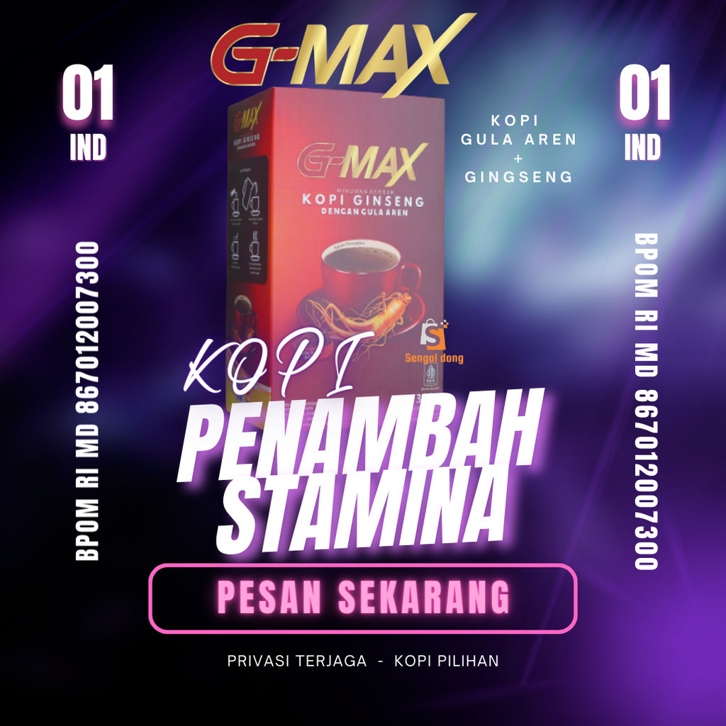

Minuman Herbal Tahan Lama G-max Coffee Stamina Pria & Wanita Terbaik 100% Original Kopi Vitalitas Pria Dewasa
