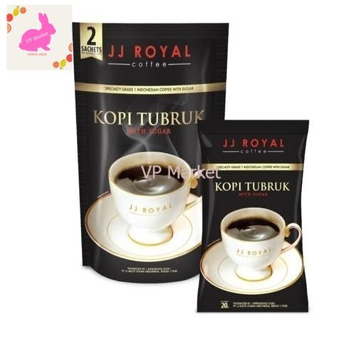 

jj royal coffee Kopi tubruk with sugar 20 gr ( 1 pouch isi 2 sachet)a