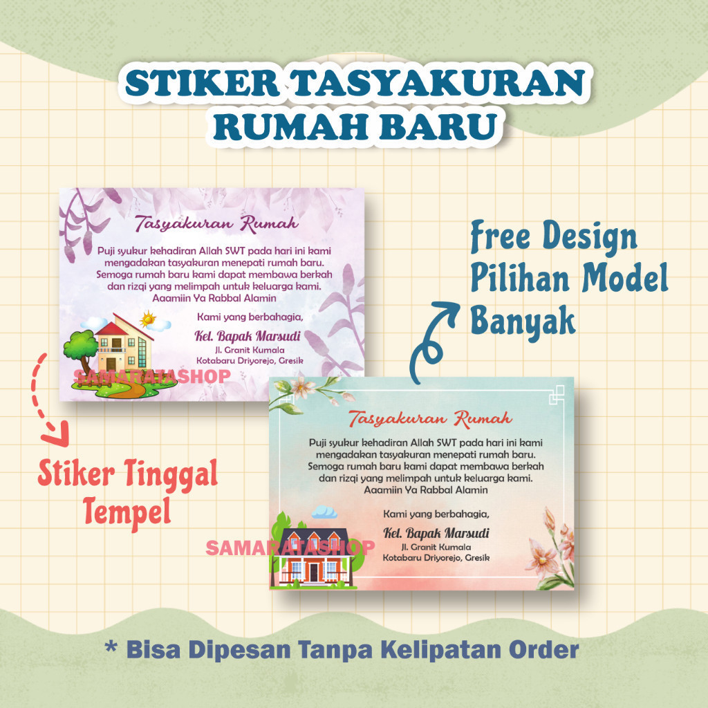 Stiker Tasyakuran Rumah Baru kartu syukuran pindah rumah Stiker Pindah Rumah Baru