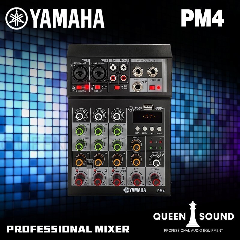 FLASH SALE Genuine yamaha pm4 mixer sound audio system Bluetooth dsp USB 4 channel mini audio interface  for recording 12v mixer with equalizer original 【COD】