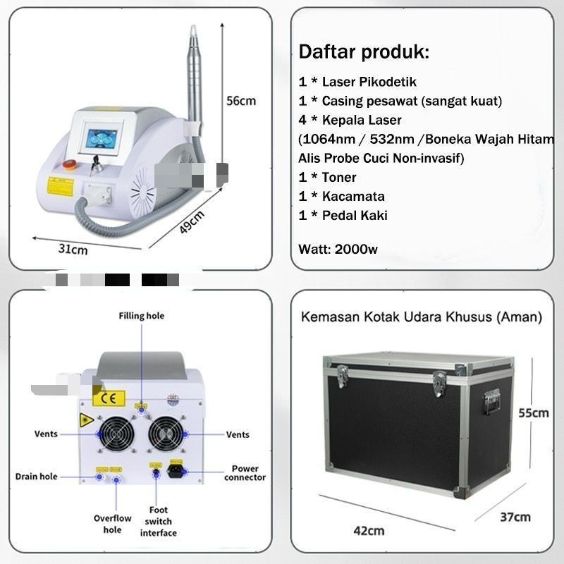 Laser Tatto Removal / Alat Penghilang Tatto ND YAG Alat Laser Picosecond Alat Laser Picolaser