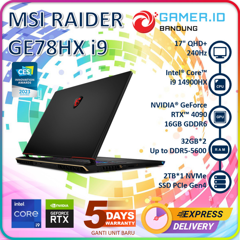 MSI RAIDER GE78HX I9 14900HX RTX4090 64GB 2TB 17.0QHD+240HZ